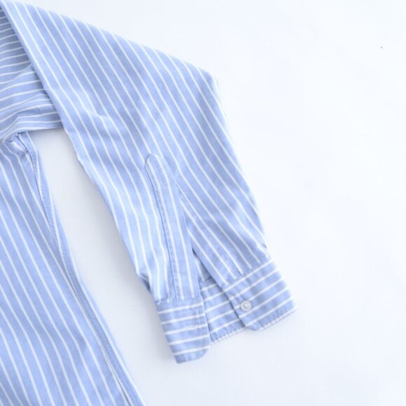 Vintage 90s L.L. Bean Blue & White Stripe Button-Down Chambray Dress Shirt 16-36 - Picture 4 of 10